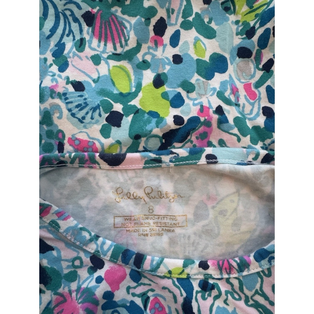 Lilly Pulitzer Girls Size 8 Sammy Pajama Set  Dive Bar Multicolor Tropical NWOT - Picture 3 of 3